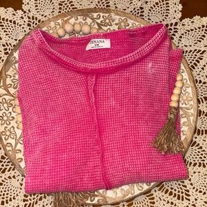 Zenana Outfitters Fuchsia Waffle Knit Top